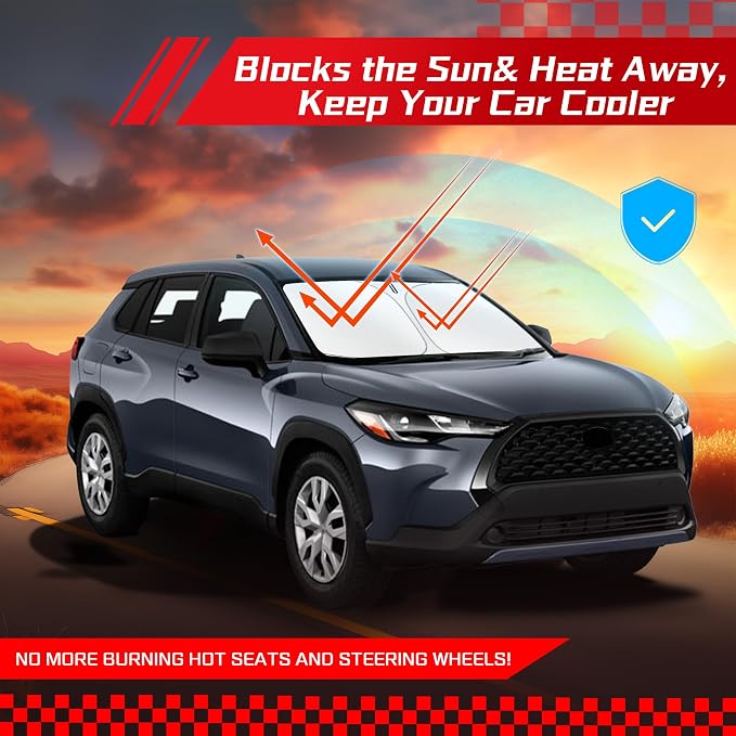 ARISMOTOR Windshield Sun Shade for Toyota Corolla Cross 2022-2025 2026, Custom Fit Foldable Front Window Sunshade Sun Visor Protector, Block UV Rays Keep Your Car Cooler