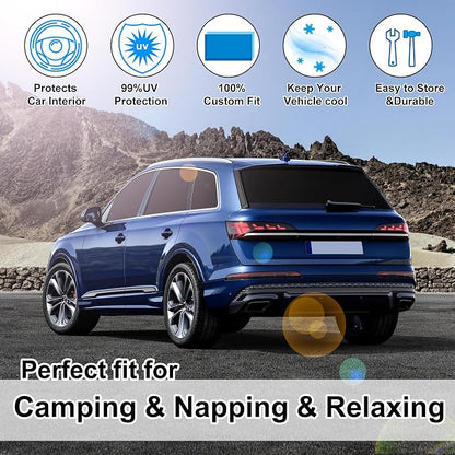 TINGLU Window Shades for Audi Q7 SUV 2016-2025 2026 Accessories Side Full Windows Cover Camping Rear Triangular Windshield Sun Shade Sun UV Rays Privacy Protection 8PCS