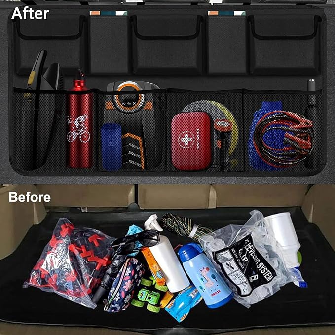 AOPHY Trunk Organizer for Car, Large Capacity Car Organizers and Storage with 9 Pockets, Waterproof Backseat Hanging Organizer for SUV, Truck, MPV, Interior Accessories for Men and Women