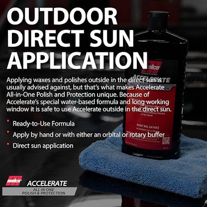 Malco Accelerate All-in-One Polish & Protection - One-Step Car Polishing Compound Designed to Remove Light to Medium Paint Defects/Deep Glossy Finish with 90-Day Protection (261032)