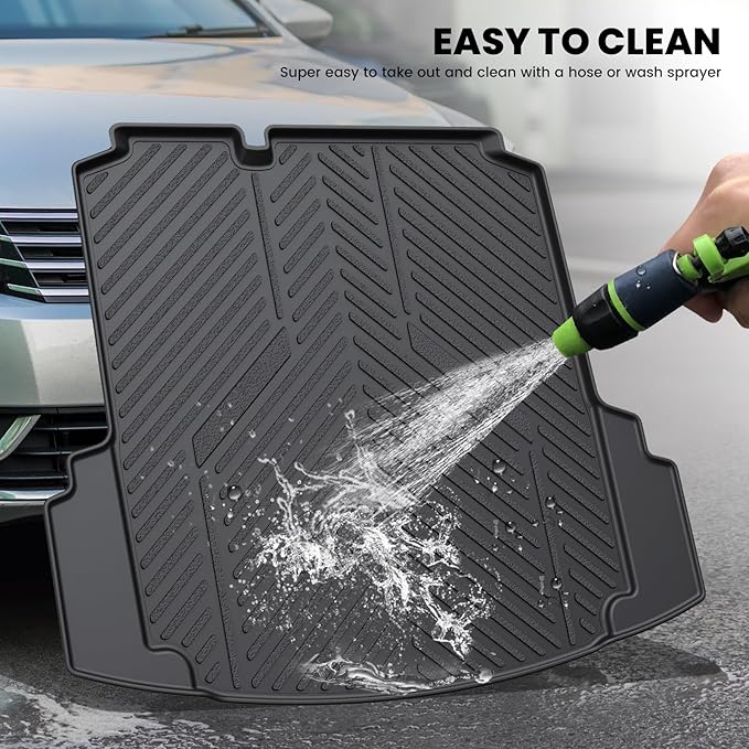 LASFIT Trunk Mat for Volkswagen Jetta 2011-2018, Custom Fit All-Weather TPE Rubber Cargo Mat for VW Jetta Accessories Trunk Liner Cargo Liner, Waterproof, Easy to Clean, Black