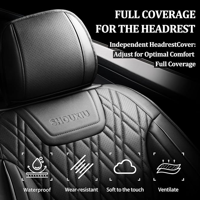 Car Seat Covers Compatible with Hyundai Ioniq 2017-2025 2026 - Full Set 5 Seats Luxury Leather All-Weather Seat Cushions & Protectors, Waterproof & Breathable, Airbag Compatible (Black)