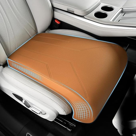 FLORICH Car Seat Extender Leg Extender Support Cushion for Driver Seats Office Chair, Leather Carseat Leg Support for Long Drivers Universal Car Seat Cushion Legs Rest Pads-Beige Brown