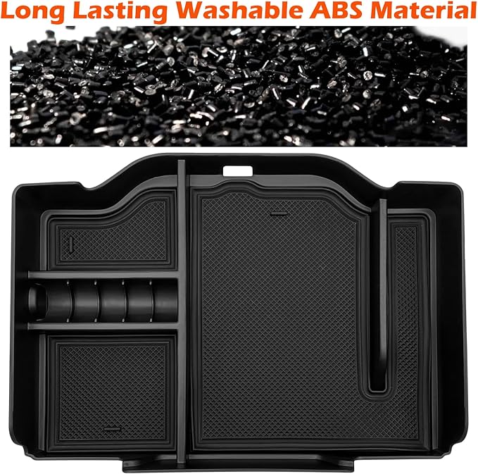 Center Console Organizer fits for Dodge RAM 2026 2025 2024 2023 2022 2021 2020 2019 1500 2500 3500 Accessories Interior Storage Box Armrest Storage Tray (Black)