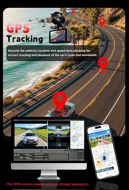 4K Dash Cam Front and Rear, G-Sensor, Free 64GB Card Included, 5.8GHz WiFi with Dash Camera for Cars, Time-Lapse Recording, 3" HD IPS, 24H Parking Mode,Night Vision