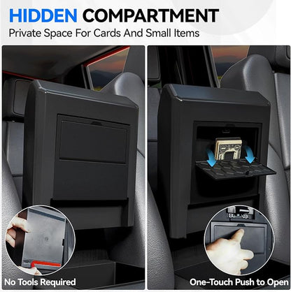 ELECFRESH 6PCS Set Center Console Organizer Tray for 2026 2025 2024 Toyota Tacoma Gen 4th Accessories, Glove Box Organizer Armrest Hidden Storage Box, Front & Rear Cup Holder with Insert Divider