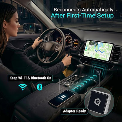 WL1 Wireless CarPlay Adapter for iPhone | For factory wired CarPlay cars; iPhone 6+ / iOS 12+; auto reconnect; includes USB-C converter