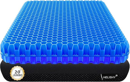 20" Gel Seat Cushion for Long Sitting Pressure Relief - Jumbo & Thick Gel Cushions for Office Chairs - Tailbone Pain Relief Cushion, Sciatica & Back Support, Wheelchair Cushions & Car Seat Cushion