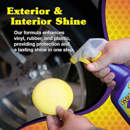 Wizards Tire and Wheel Vinyl Shine - Professional Detailing Spray - Dresses & Protects Tires, Trim, and Wheels - UV Protectant for Rubber, Vinyl, and Matte Surfaces - Automotive Care Spray - 22 oz