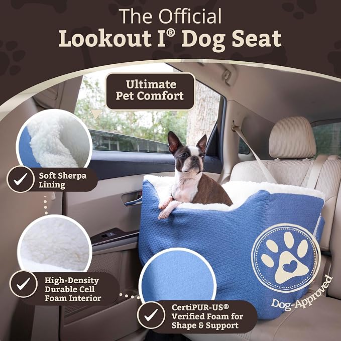 SNOOZER PET Products Lookout 1 Dog CAR SEAT, Denim Diamond, Medium