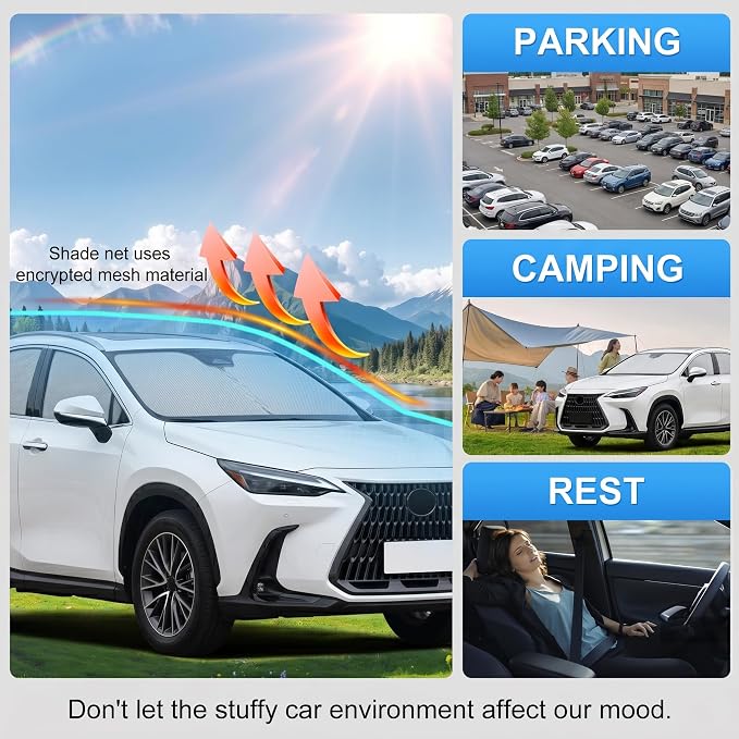 Custom Fit Windshield Sun Shade for Lexus NX 2022-2026 | Custom Fit Windshield Cover, Blocks UV Rays, Double-Layer Heat Shield, Durable Frame, Easy Fold & Storage