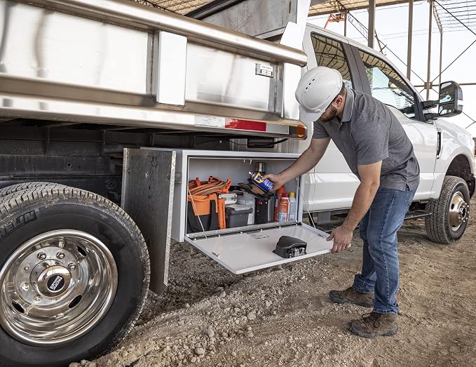 Buyers Products 1702205 Steel Underbody Truck Tool Box 18 x 18 x 36 Inch, White Powder-Coated 14 Ga Steel, Locking Stainless Paddle Latch, Drop Door, Weather-Resistant, Made in USA