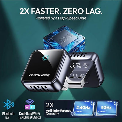 2026 [2-in-1] Latest Wireless CarPlay & Android Auto Adapter, Converts Wired to Wireless, Fast Auto-Reconnect, Dual-Band 5GHz WiFi + Bluetooth 5.3, USB-A & USB-C Compatible, Mini Design