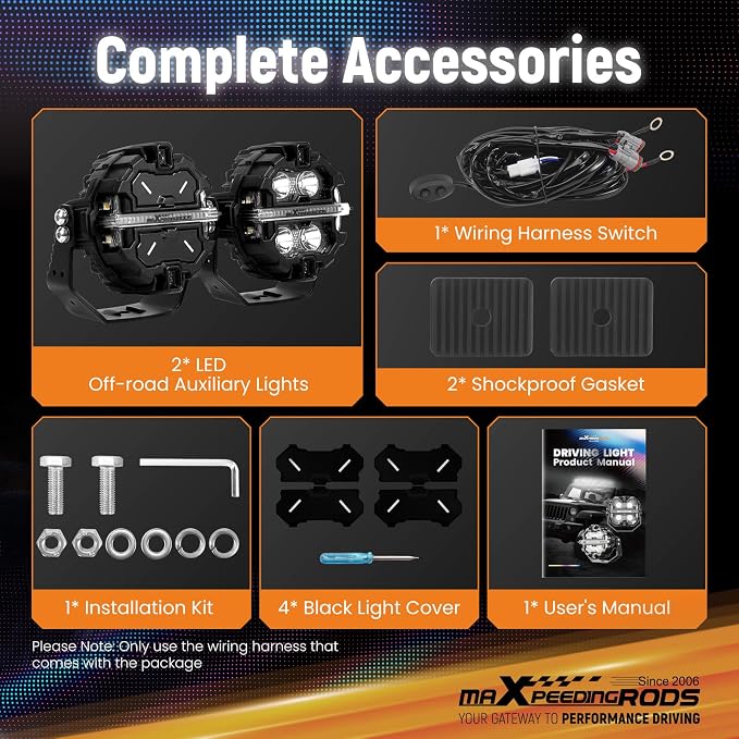 maXpeedingrods 3.5 Inch LED Off Road Lights 160W 19,200LM, Round Fog Lights with 7 RGB Colors, Side Shooter Light 270°Wide Range, LED Light Bar for SUV, Pickup, ATV, UTV, Truck, Motorcycle