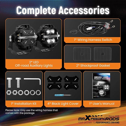 maXpeedingrods 3.5 Inch LED Off Road Lights 160W 19,200LM, Round Fog Lights with 7 RGB Colors, Side Shooter Light 270°Wide Range, LED Light Bar for SUV, Pickup, ATV, UTV, Truck, Motorcycle