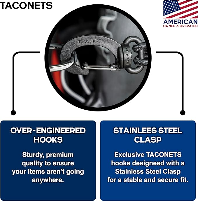 TacoNets Envelope Cargo Net for Acadia/Traverse/Enclave - Fits 2024-Current - Upgraded 5mm Bungee - Integrated Storage Bag - Heavy Duty Hooks - Designed in USA