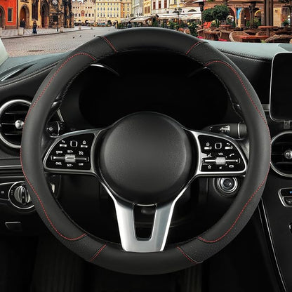 Automative Car Steering Wheel Cover 15 inch Comfort Durability Safety Anti-Slip,Black