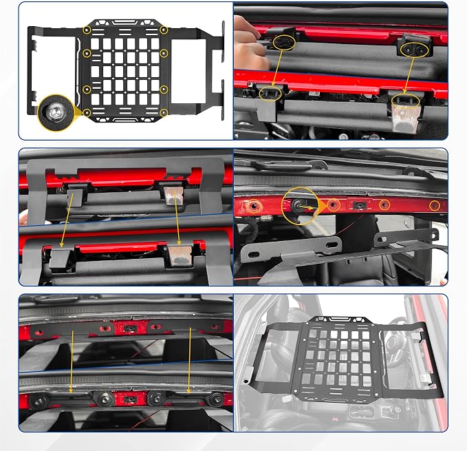 sukemichi Hard Top Roof Rack Molle Panel for Jeep Wrangler JL JLU & Gladiator JT 2018-2026 Accessories, Storage Organizer Cargo Rack, Mounting Mobile Radio Tactical Pouch Flashlight Tool Bag, Steel