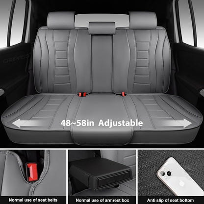 CAR PASS Nappa Leather Seat Covers, Universal FIT Piping Leather Car Seat Covers Full Set for Cars,SUV,Truck 3D Foam Waterproof Luxury Seat Covers 5 Seats, Comfort Durable Airbag Compatible All Gray