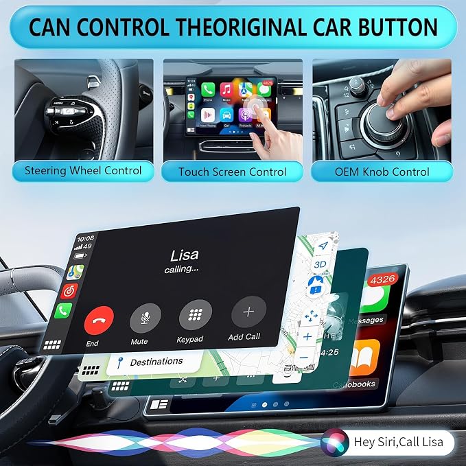 Wireless CarPlay Adapter for Apple, Convert Wired to Wireless Apple Car Play Adapter, Compatible with iOS 10+ and 2017+ Cars, Play and Plug, Stable Connection