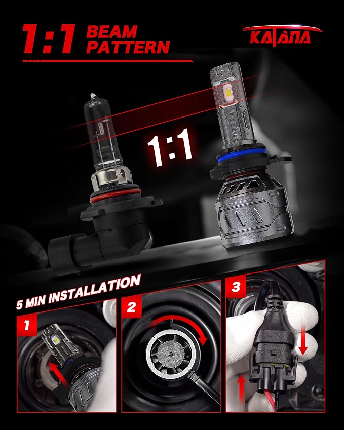 KATANA 9012 Bulb,9012 Fog Bulb Plug and Play 400% Brightness Super Bright 6500K White Mini Size of 2