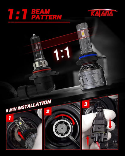 KATANA 9012 Bulb,9012 Fog Bulb Plug and Play 400% Brightness Super Bright 6500K White Mini Size of 2