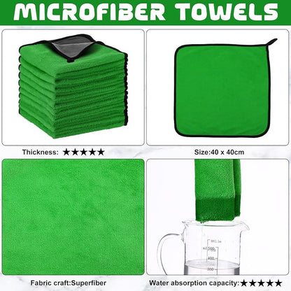Tallew 50 Pcs Microfiber Towels:16"x16" Microfiber Drying Towels Bulk Micro Fiber Car Cleaning Cloth for Cars Drying Washing Polishing Office Windows Cleaning Household Supplies (Green,Gray)