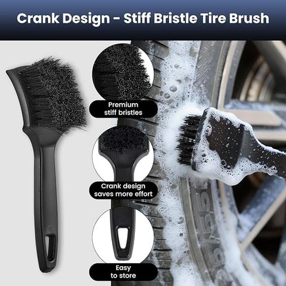 3Pcs Wheel Brush, Tire Brush with Little Braid Bristles Design, Durable Rim Brush & Car Wheel Brushes, Car Detailing Brush for Cars, Trucks, RVs, Motorcycles, Room, Corner