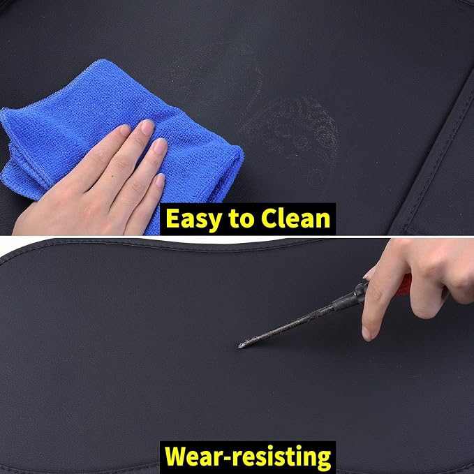 Aierxuan Chevy Silverado GMC Sierra 2 Front Seat Covers Pickup Custom Fit 2007-2026 1500 2500HD 3500HD Crew Double Extended Cab Waterproof Leather Seat Protectors(2 PCS Front, Black)