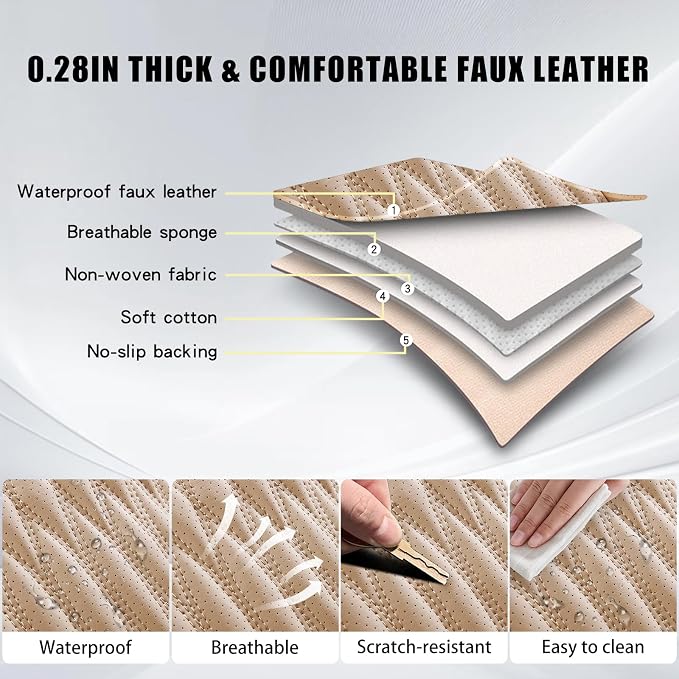 WELLDO Car Seat Covers, 2 Seats,Beige | Waterproof, Scratch-Resistant, Breathable & Easy to Clean, Universal Fit for SUV Sedan Truck, Full Set