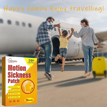 Motion Sickness Patches for Cruise,Car,Bus,Ships,Airplane,Park Rides - Non-Drowsy - Travel Essentials for Adults and Kids (28 Count (Pack of 1))