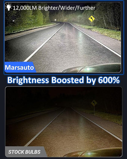 Marsauto 5201 5202 LED Fog Light Bulbs, 12,000LM PS24W LED Fog Light Bulbs, 360° Illumination 6500K Strong Penetration, 1:1 Mini Size Upgraded 60 Pcs Chips 5202 Fog Light Bulb, Accessory Light Kits
