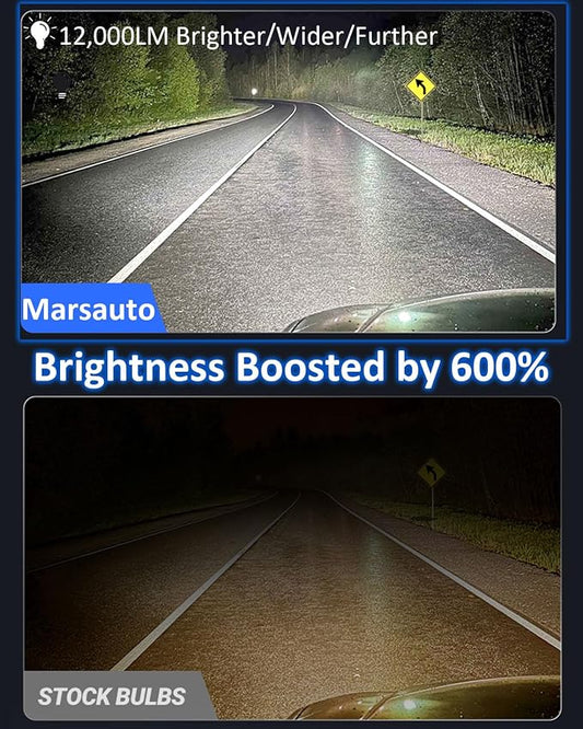 Marsauto 880 Led Fog Light Bulb, 12,000LM 881 893 899 Led Fog Light Bulb, 600% High Bright 6500K White Strong Penetration, Upgraded 1:1 Mini Size 880 Fog Lights, Powersports Accessory Light Kits