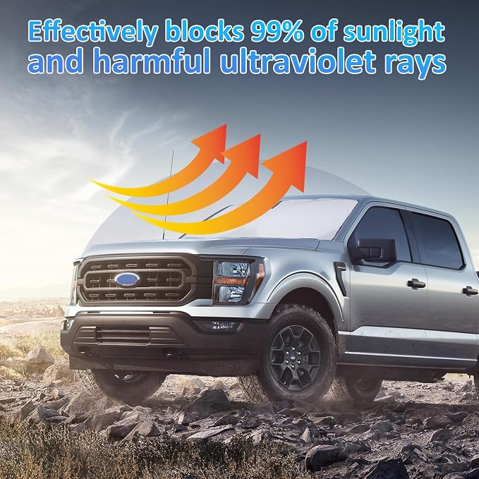 Windshield Sun Shades Sunshade fit for Ford F150 2021-2024 2025 2026 Front Window Shield Sun Visor Protector for Ford F150 F-150 Lariat King Ranch Platinum XL XLT Limited Raptor Truck Car Accessories