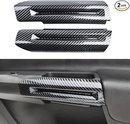 Car Inner Door Handle Trim Cover fits for Ford Mustang 2015-2024, Carbon Fiber Door Handrail Handle Protector for Mustang Interior Decoration Accessories,2Pcs Kit (Black Carbon Fiber)