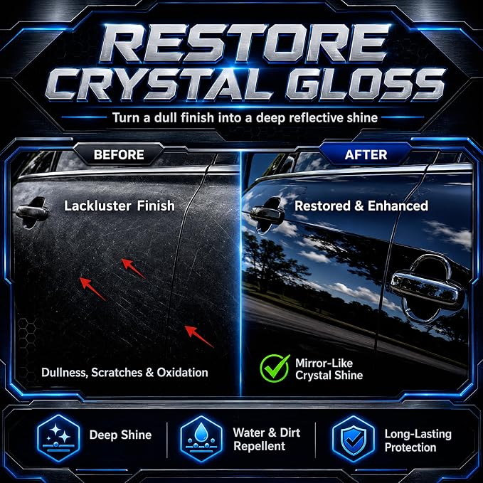 Crystal Palm Wax – 120ml Brazilian Carnauba Car Wax Paste, Natural Car Paint Protection, High Gloss Mirror Shine, UV Protection, Easy to Apply and Wipe Off, for Cars Trucks SUVs