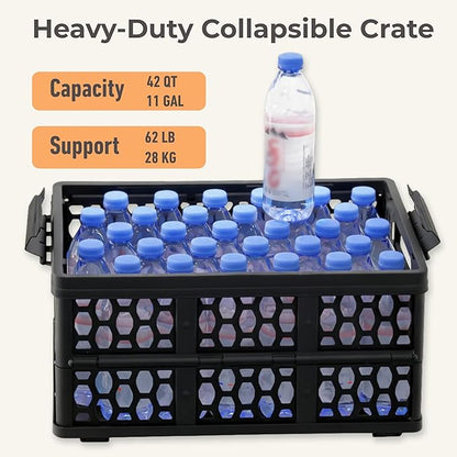 Mymazn Trunk Organizer Plastic for Car, Orange | Collapsible Crate Storage, With Lid, Waterproof Bag, Optional Insulated Cooler, For SUV, Groceries, Camping