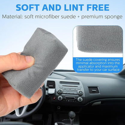 Riakrum 12 Pack Microfiber Applicator Pads Suede Car Detailing Sponge Ceramic Coating Applicator Pads Coating Sponge for Cars Graphene Metal Plastic Trim Ceramic Spray Applying Wax(Gray)