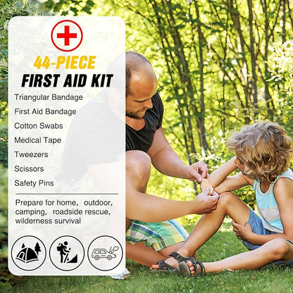Nilight Car Emergency Kit with Jumper Cable, First Aid Kit Safety Assistance Tools for Travel Camping Outdoor Cars Truck SUV RV, Roadside Essentials with Flash Light