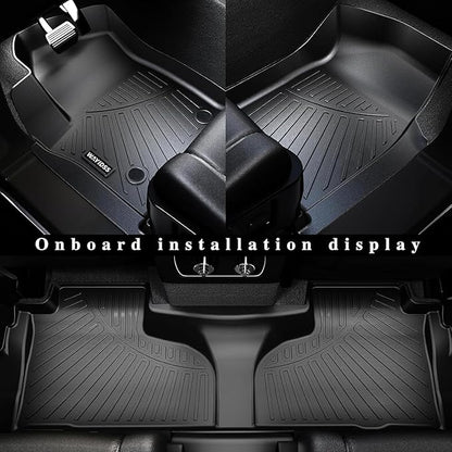 Floor Mats for KIA Sorento 2020 2019 2018 2017 2016 Accessories 4PCS(Only fit 7 Seats) Floor Liner Custom TPE All Weather Protection Full Coverage 1st & 2nd & 3rd Row Full Set Car Liner-Black