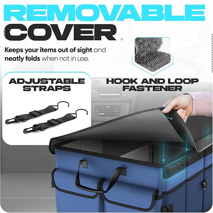 FORTEM Trunk Organizer with Cooler For SUV Car Trunk, Foldable Storage, Car Accessories for Women Men, Collapsible Bag, 600D Oxford, Non Slip Bottom, Straps, Soft Cover (105L)