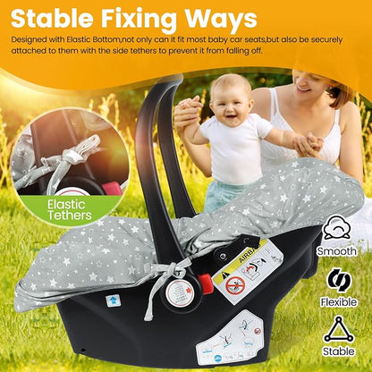 Orzbow Infant Car Seat Cover Liner, 100% Cotton Baby Seat Protector Cover, Universal Fit Carseat Liner for Travel System Car Seats, Breathable & Prevent Dirt, Machine Washable, 0-12 Months, Gray