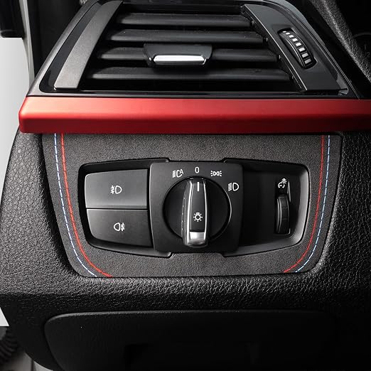 Betterhumz Car Headlight Switch Button Frame Sticker for BMW F30 F32 F34 2013-2019 328i 320i 318li 435i 420i 430i 425i M235i for Alcantara Car Interior Decor Kits Accessories