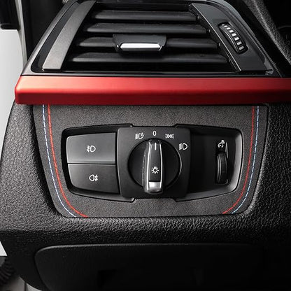 Betterhumz Car Headlight Switch Button Frame Sticker for BMW F30 F32 F34 2013-2019 328i 320i 318li 435i 420i 430i 425i M235i for Alcantara Car Interior Decor Kits Accessories
