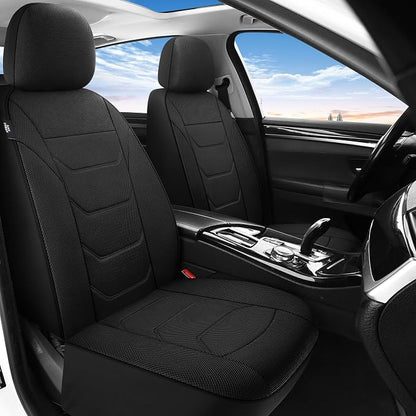 Pariiaotin 3D Air Mesh Car Seat Covers Front Sets Washable and Breathable Premium Cloth Automotive Vehicle Seat Covers for Cars Interior, Universal Fit for Most Cars, Sedan, Truck, SUV(Black)