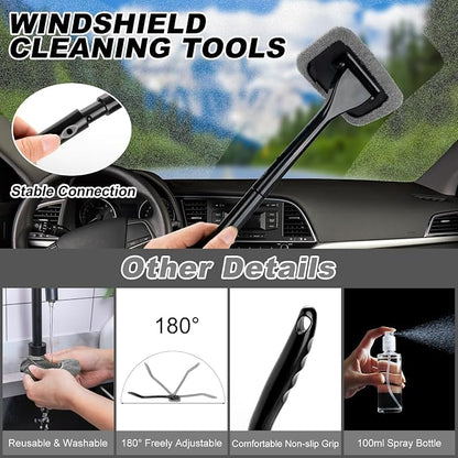 Car Cleaning Kit, Car Vacuum Interior Detailing Cleaner Kit with High Power Handheld Vacuum, Brush Set, Windshield Tool, Duster, Towels, Complete Car Care Tools for Women (Black)