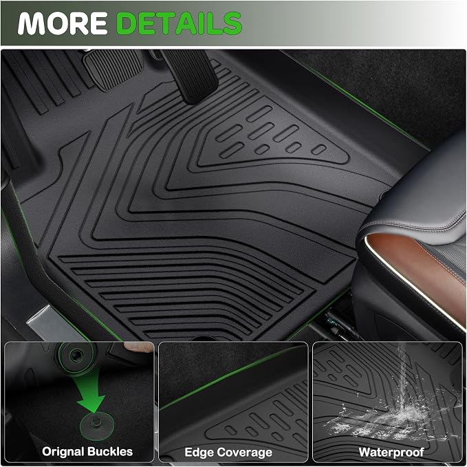 Floor Mats for 2021-2023 Hyundai Santa Fe Gas Upgrade Trunk Mat with Backrest Mat All Weather TPE Floor Liners Fit for Santa Fe Anti-Slip Full Set Car Accessories(Not for Hybrid)