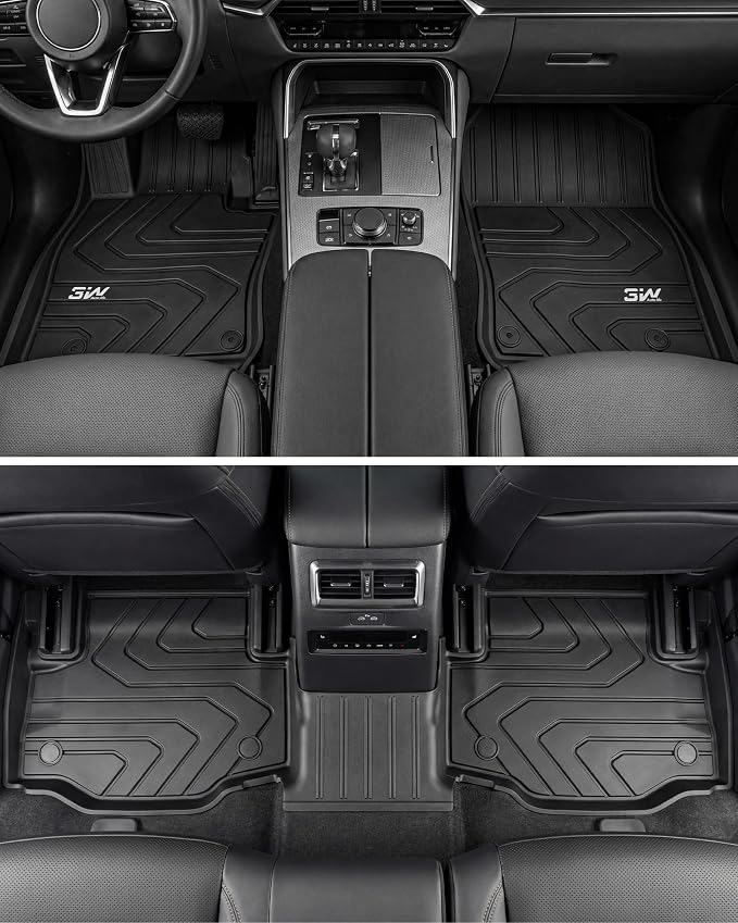 3W Floor Mats Fit for 2025 2026 Mazda CX-70 (Include PHEV), All Weather Protection TPE Heavy Duty Non-Slip Automotive CX70 Floor Liners Accessories, Black