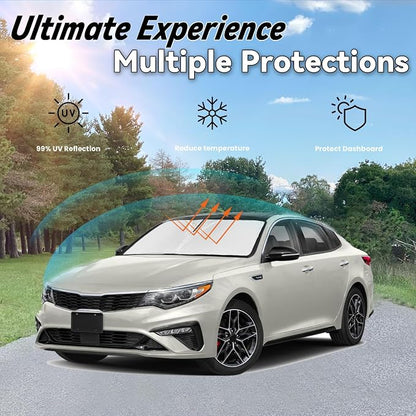 Windshield Sun Shade for KIA Optima 2016-2020, Car Front Window Sunshade with 240T Sun Visor Protector Blocks UV Rays Heat Sun Shield Accessories
