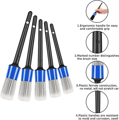 HMPLL 10pcs Car Detailing Kit, Premium Detailing Brush Set Includes 5 Soft Car Detailing Brushes, 3 Wire Brush, 2 Air Vent Brush for Cleaning Car Interior and Exterior Detailing, Blue